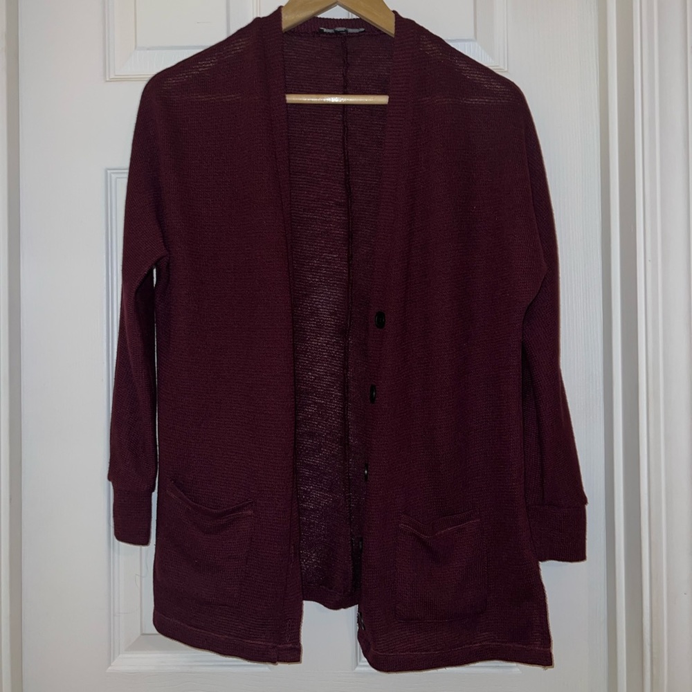 Burgundy Sweater Cardigan